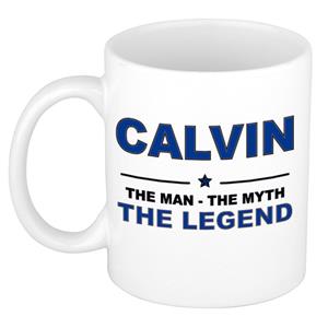 Bellatio Naam cadeau Calvin - The man, The myth the legend koffie mok / beker 300 ml - naam/namen mokken - Cadeau voor o.a verjaardag/ vaderdag/ pensioen/ geslaagd/ bedankt