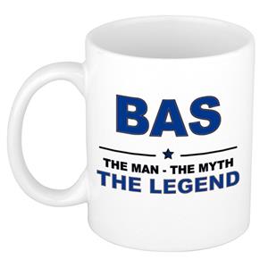 Bellatio Naam cadeau Bas - The man, The myth the legend koffie mok / beker 300 ml - naam/namen mokken - Cadeau voor o.a verjaardag/ vaderdag/ pensioen/ geslaagd/ bedankt