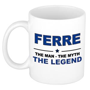 Bellatio Naam cadeau Ferre - The man, The myth the legend koffie mok / beker 300 ml - naam/namen mokken - Cadeau voor o.a verjaardag/ vaderdag/ pensioen/ geslaagd/ bedankt