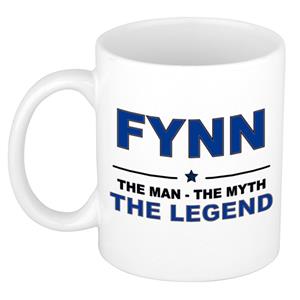 Bellatio Naam cadeau Fynn - The man, The myth the legend koffie mok / beker 300 ml - naam/namen mokken - Cadeau voor o.a verjaardag/ vaderdag/ pensioen/ geslaagd/ bedankt