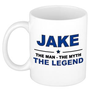 Bellatio Naam cadeau Jake - The man, The myth the legend koffie mok / beker 300 ml - naam/namen mokken - Cadeau voor o.a verjaardag/ vaderdag/ pensioen/ geslaagd/ bedankt