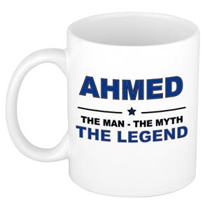 Bellatio Naam cadeau Ahmed - The man, The myth the legend koffie mok / beker 300 ml - naam/namen mokken - Cadeau voor o.a verjaardag/ vaderdag/ pensioen/ geslaagd/ bedankt