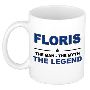 Bellatio Naam cadeau Floris - The man, The myth the legend koffie mok / beker 300 ml - naam/namen mokken - Cadeau voor o.a verjaardag/ vaderdag/ pensioen/ geslaagd/ bedankt