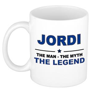 Bellatio Naam cadeau Jordi - The man, The myth the legend koffie mok / beker 300 ml - naam/namen mokken - Cadeau voor o.a verjaardag/ vaderdag/ pensioen/ geslaagd/ bedankt