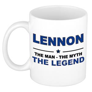 Bellatio Naam cadeau Lennon - The man, The myth the legend koffie mok / beker 300 ml - naam/namen mokken - Cadeau voor o.a verjaardag/ vaderdag/ pensioen/ geslaagd/ bedankt