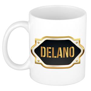 Bellatio Delano naam cadeau mok / beker met gouden embleem - kado verjaardag/ vaderdag/ pensioen/ geslaagd/ bedankt