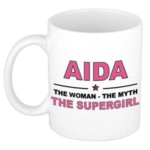 Bellatio Naam cadeau Aida - The woman, The myth the supergirl koffie mok / beker 300 ml - naam/namen mokken - Cadeau voor o.a verjaardag/ moederdag/ pensioen/ geslaagd/ bedankt