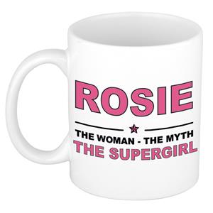 Bellatio Naam cadeau Rosie - The woman, The myth the supergirl koffie mok / beker 300 ml - naam/namen mokken - Cadeau voor o.a verjaardag/ moederdag/ pensioen/ geslaagd/ bedankt