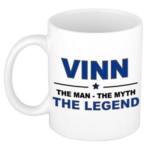 Bellatio Naam cadeau Vinn - The man, The myth the legend koffie mok / beker 300 ml - naam/namen mokken - Cadeau voor o.a verjaardag/ vaderdag/ pensioen/ geslaagd/ bedankt