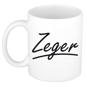 Bellatio Zeger naam cadeau mok / beker met sierlijke letters - Cadeau collega/ vaderdag/ verjaardag of persoonlijke voornaam mok werknemers