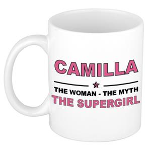 Bellatio Naam cadeau Camilla - The woman, The myth the supergirl koffie mok / beker 300 ml - naam/namen mokken - Cadeau voor o.a verjaardag/ moederdag/ pensioen/ geslaagd/ bedankt