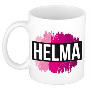 Bellatio Helma naam cadeau mok / beker met roze verfstrepen - Cadeau collega/ moederdag/ verjaardag of als persoonlijke mok werknemers