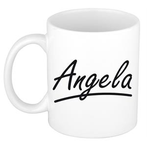 Bellatio Angela naam cadeau mok / beker sierlijke letters - Cadeau collega/ moederdag/ verjaardag of persoonlijke voornaam mok werknemers