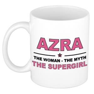 Bellatio Naam cadeau Azra - The woman, The myth the supergirl koffie mok / beker 300 ml - naam/namen mokken - Cadeau voor o.a verjaardag/ moederdag/ pensioen/ geslaagd/ bedankt