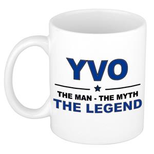 Bellatio Naam cadeau Yvo - The man, The myth the legend koffie mok / beker 300 ml - naam/namen mokken - Cadeau voor o.a verjaardag/ vaderdag/ pensioen/ geslaagd/ bedankt