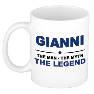 Bellatio Naam cadeau Gianni - The man, The myth the legend koffie mok / beker 300 ml - naam/namen mokken - Cadeau voor o.a verjaardag/ vaderdag/ pensioen/ geslaagd/ bedankt