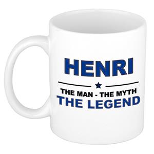 Bellatio Naam cadeau Henri - The man, The myth the legend koffie mok / beker 300 ml - naam/namen mokken - Cadeau voor o.a verjaardag/ vaderdag/ pensioen/ geslaagd/ bedankt