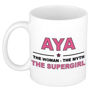 Bellatio Naam cadeau Aya - The woman, The myth the supergirl koffie mok / beker 300 ml - naam/namen mokken - Cadeau voor o.a verjaardag/ moederdag/ pensioen/ geslaagd/ bedankt