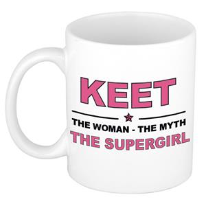 Bellatio Naam cadeau Keet - The woman, The myth the supergirl koffie mok / beker 300 ml - naam/namen mokken - Cadeau voor o.a verjaardag/ moederdag/ pensioen/ geslaagd/ bedankt