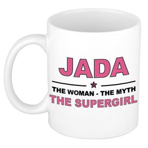 Bellatio Naam cadeau Jada - The woman, The myth the supergirl koffie mok / beker 300 ml - naam/namen mokken - Cadeau voor o.a verjaardag/ moederdag/ pensioen/ geslaagd/ bedankt