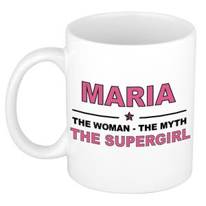 Bellatio Naam cadeau Maria - The woman, The myth the supergirl koffie mok / beker 300 ml - naam/namen mokken - Cadeau voor o.a verjaardag/ moederdag/ pensioen/ geslaagd/ bedankt