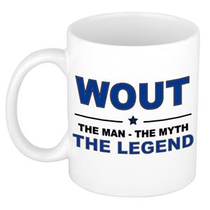 Bellatio Naam cadeau Wout - The man, The myth the legend koffie mok / beker 300 ml - naam/namen mokken - Cadeau voor o.a verjaardag/ vaderdag/ pensioen/ geslaagd/ bedankt