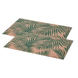 Secret De Gourmet Set van 4x stuks rechthoekige placemats Palm groen - linnen mix - 45 x 30 cm - Onderleggers