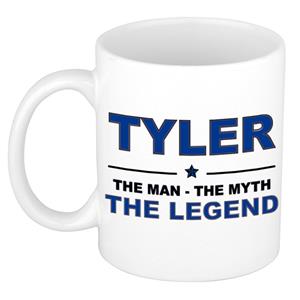 Bellatio Naam cadeau Tyler - The man, The myth the legend koffie mok / beker 300 ml - naam/namen mokken - Cadeau voor o.a verjaardag/ vaderdag/ pensioen/ geslaagd/ bedankt