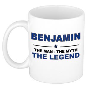 Bellatio Naam cadeau Benjamin - The man, The myth the legend koffie mok / beker 300 ml - naam/namen mokken - Cadeau voor o.a verjaardag/ vaderdag/ pensioen/ geslaagd/ bedankt