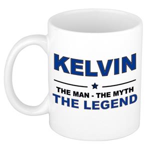 Bellatio Naam cadeau Kelvin - The man, The myth the legend koffie mok / beker 300 ml - naam/namen mokken - Cadeau voor o.a verjaardag/ vaderdag/ pensioen/ geslaagd/ bedankt