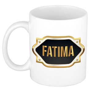 Bellatio Fatima naam cadeau mok / beker met gouden embleem - kado verjaardag/ moeder/ pensioen/ geslaagd/ bedankt