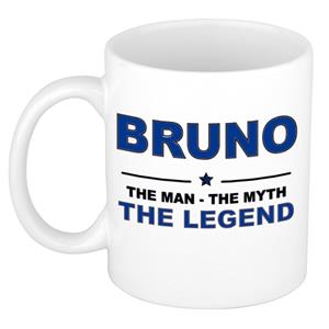 Bellatio Naam cadeau Bruno - The man, The myth the legend koffie mok / beker 300 ml - naam/namen mokken - Cadeau voor o.a verjaardag/ vaderdag/ pensioen/ geslaagd/ bedankt