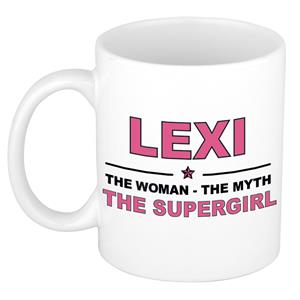 Bellatio Naam cadeau Lexi - The woman, The myth the supergirl koffie mok / beker 300 ml - naam/namen mokken - Cadeau voor o.a verjaardag/ moederdag/ pensioen/ geslaagd/ bedankt