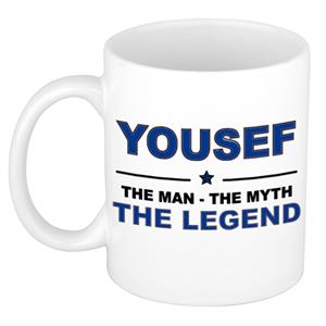 Bellatio Naam cadeau Yousef - The man, The myth the legend koffie mok / beker 300 ml - naam/namen mokken - Cadeau voor o.a verjaardag/ vaderdag/ pensioen/ geslaagd/ bedankt