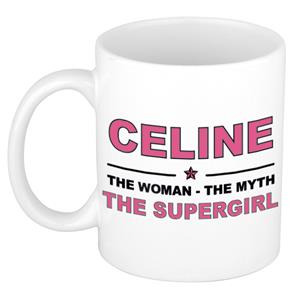 Bellatio Naam cadeau Celine - The woman, The myth the supergirl koffie mok / beker 300 ml - naam/namen mokken - Cadeau voor o.a verjaardag/ moederdag/ pensioen/ geslaagd/ bedankt