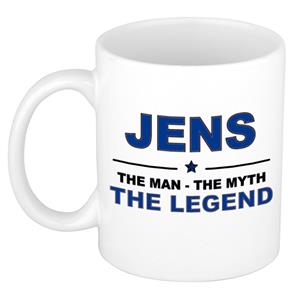 Bellatio Naam cadeau Jens - The man, The myth the legend koffie mok / beker 300 ml - naam/namen mokken - Cadeau voor o.a verjaardag/ vaderdag/ pensioen/ geslaagd/ bedankt