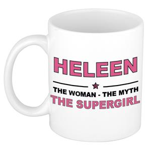 Bellatio Naam cadeau Heleen - The woman, The myth the supergirl koffie mok / beker 300 ml - naam/namen mokken - Cadeau voor o.a verjaardag/ moederdag/ pensioen/ geslaagd/ bedankt