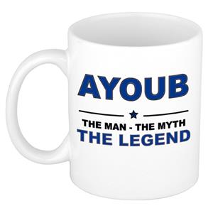 Bellatio Naam cadeau Ayoub - The man, The myth the legend koffie mok / beker 300 ml - naam/namen mokken - Cadeau voor o.a verjaardag/ vaderdag/ pensioen/ geslaagd/ bedankt