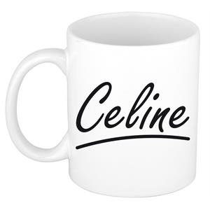 Bellatio Celine naam cadeau mok / beker sierlijke letters - Cadeau collega/ moederdag/ verjaardag of persoonlijke voornaam mok werknemers