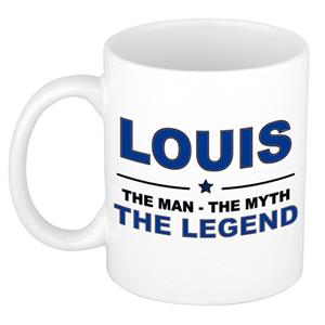 Bellatio Naam cadeau Louis - The man, The myth the legend koffie mok / beker 300 ml - naam/namen mokken - Cadeau voor o.a verjaardag/ vaderdag/ pensioen/ geslaagd/ bedankt