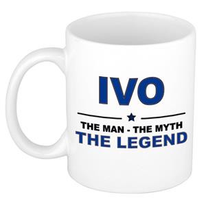 Bellatio Naam cadeau Ivo - The man, The myth the legend koffie mok / beker 300 ml - naam/namen mokken - Cadeau voor o.a verjaardag/ vaderdag/ pensioen/ geslaagd/ bedankt