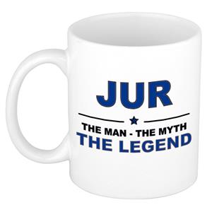 Bellatio Naam cadeau Jur - The man, The myth the legend koffie mok / beker 300 ml - naam/namen mokken - Cadeau voor o.a verjaardag/ vaderdag/ pensioen/ geslaagd/ bedankt