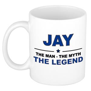 Bellatio Naam cadeau Jay - The man, The myth the legend koffie mok / beker 300 ml - naam/namen mokken - Cadeau voor o.a verjaardag/ vaderdag/ pensioen/ geslaagd/ bedankt