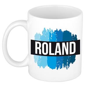 Bellatio Roland naam cadeau mok / beker met verfstrepen - Cadeau collega/ vaderdag/ verjaardag of als persoonlijke mok werknemers