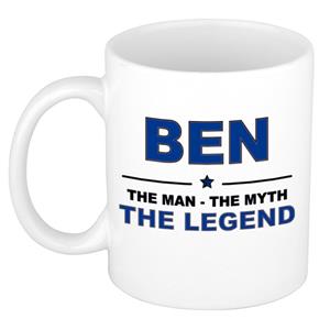 Bellatio Naam cadeau Ben - The man, The myth the legend koffie mok / beker 300 ml - naam/namen mokken - Cadeau voor o.a verjaardag/ vaderdag/ pensioen/ geslaagd/ bedankt