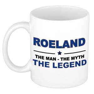 Bellatio Naam cadeau Roeland - The man, The myth the legend koffie mok / beker 300 ml - naam/namen mokken - Cadeau voor o.a verjaardag/ vaderdag/ pensioen/ geslaagd/ bedankt