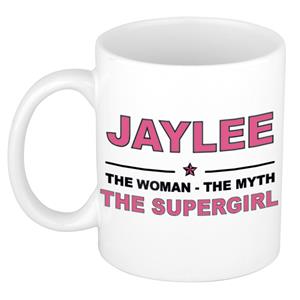 Bellatio Naam cadeau Jaylee - The woman, The myth the supergirl koffie mok / beker 300 ml - naam/namen mokken - Cadeau voor o.a verjaardag/ moederdag/ pensioen/ geslaagd/ bedankt