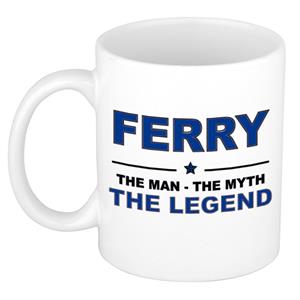 Bellatio Naam cadeau Ferry - The man, The myth the legend koffie mok / beker 300 ml - naam/namen mokken - Cadeau voor o.a verjaardag/ vaderdag/ pensioen/ geslaagd/ bedankt