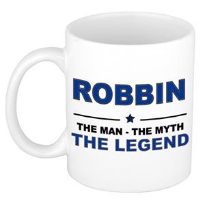 Bellatio Naam cadeau Robbin - The man, The myth the legend koffie mok / beker 300 ml - naam/namen mokken - Cadeau voor o.a verjaardag/ vaderdag/ pensioen/ geslaagd/ bedankt