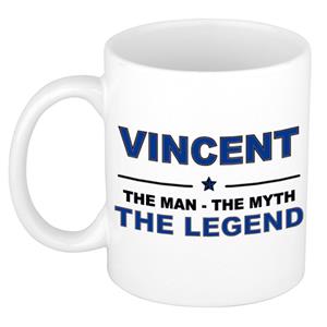 Bellatio Naam cadeau Vincent - The man, The myth the legend koffie mok / beker 300 ml - naam/namen mokken - Cadeau voor o.a verjaardag/ vaderdag/ pensioen/ geslaagd/ bedankt